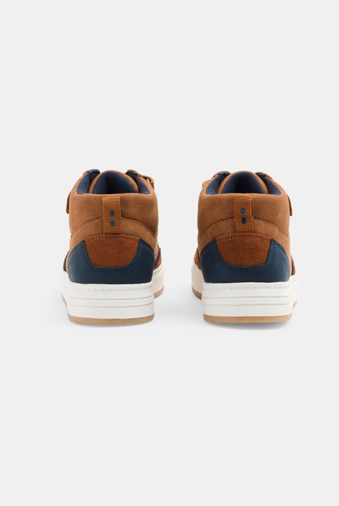 Sneakers alte con chiusura a strappo marroni per bambino 2