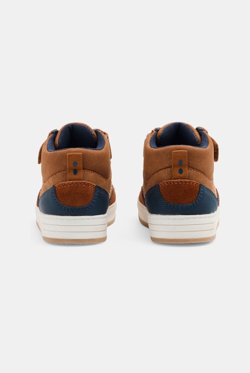 Sneakers alte con chiusura a strappo marroni per neonato 2