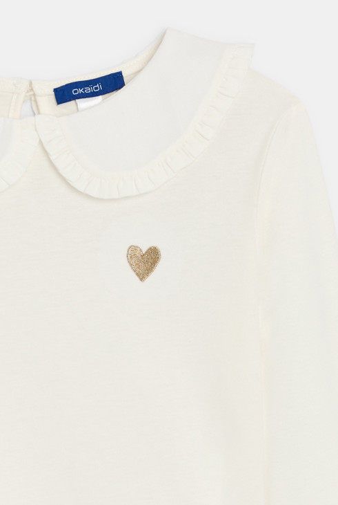 T-shirt manches longues col Claudine blanc Fille 2