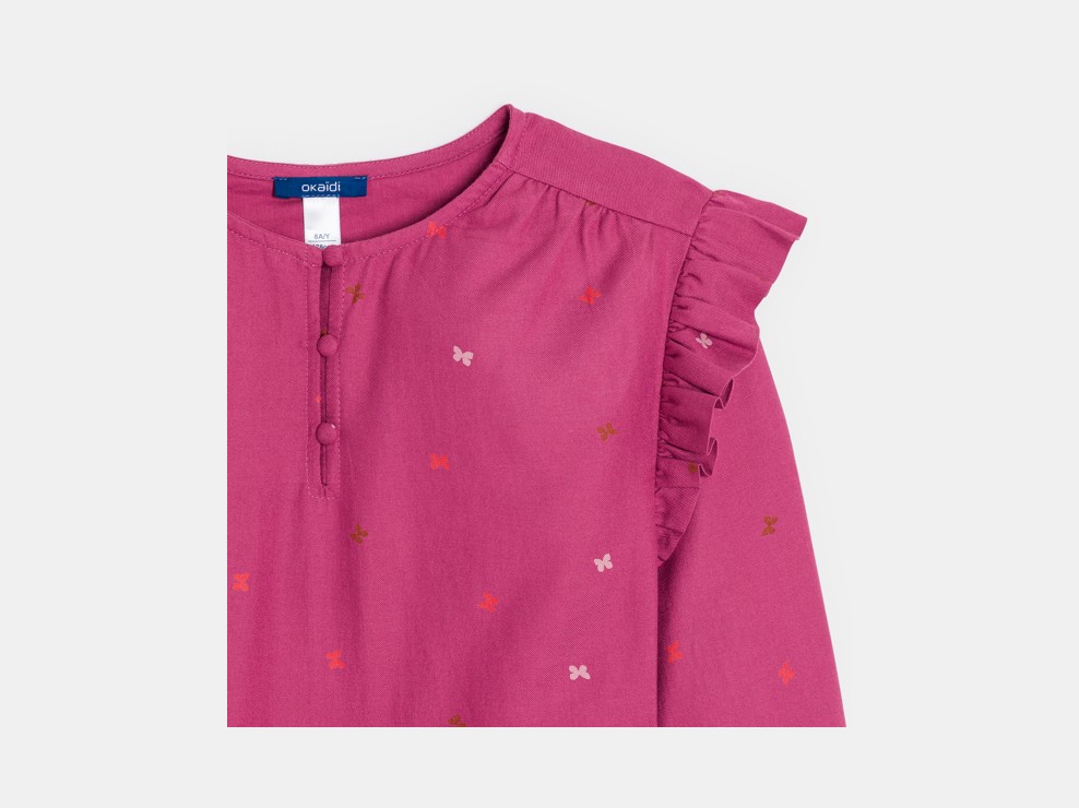 Kleid Gürtel bedruckt rosa Mädchen 2