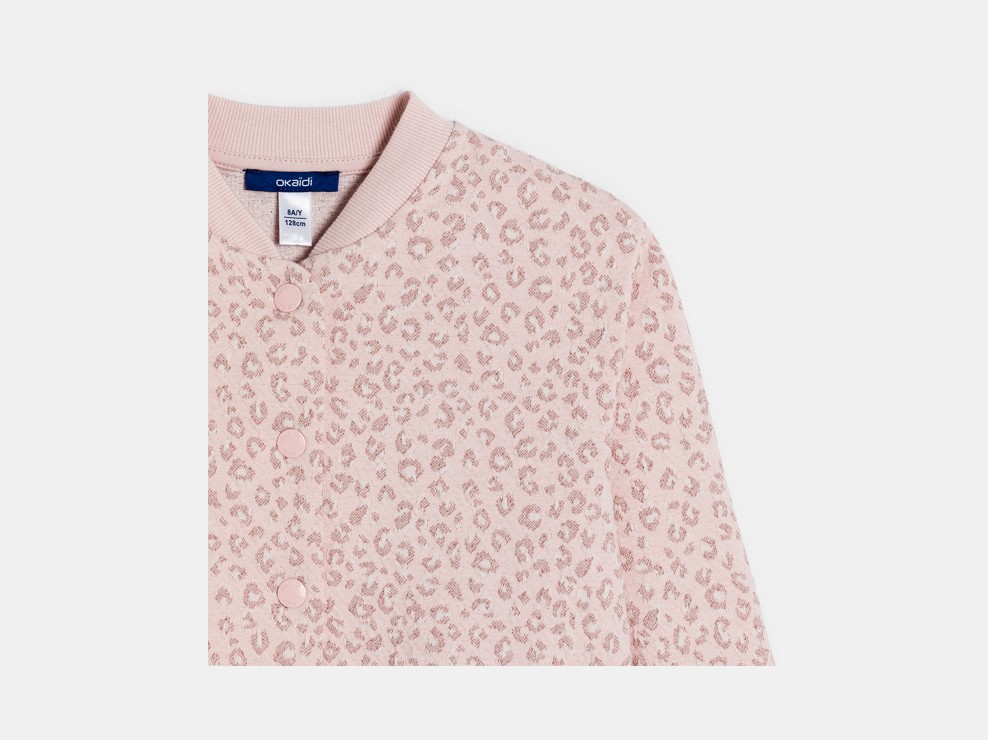 Rosa Teddyjacke aus bedrucktem Strick für Mädchen 2