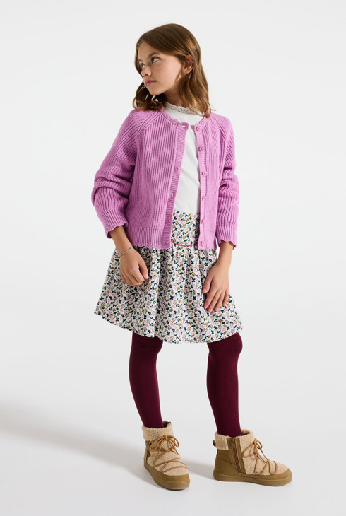 Falda corta amplia estampada gris niña 1