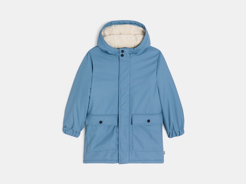 Parka mit Kapuze Fellbesatz blau Jungen 2