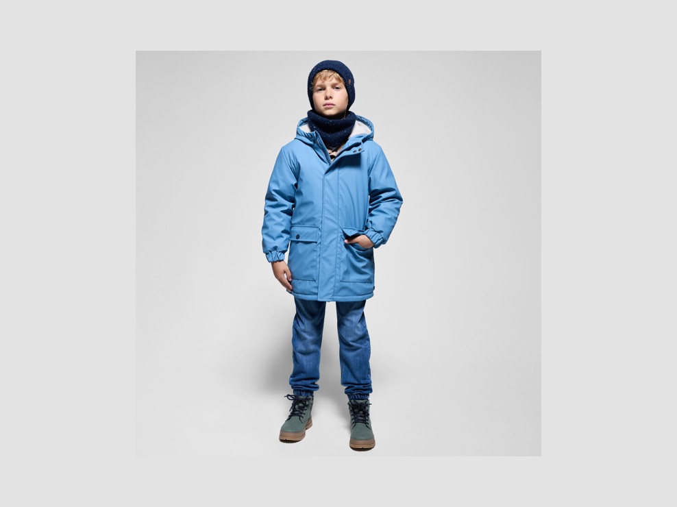Parka mit Kapuze Fellbesatz blau Jungen 1