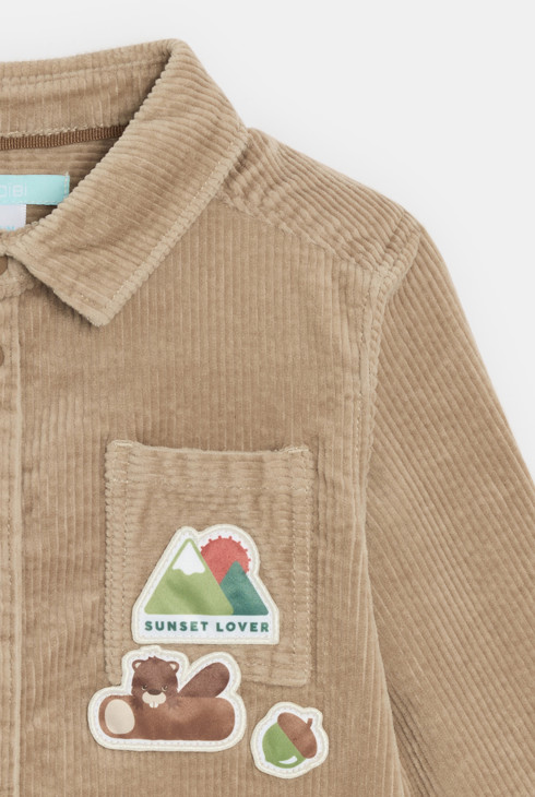 Overshirt in velluto a costine beige per neonato 2