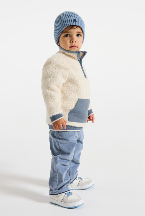 Sudadera camionero sherpa blanca bebé niño 1