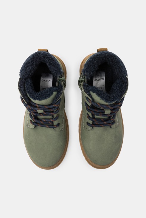 Scarpe alte con pelliccia verde montagna bambino 2