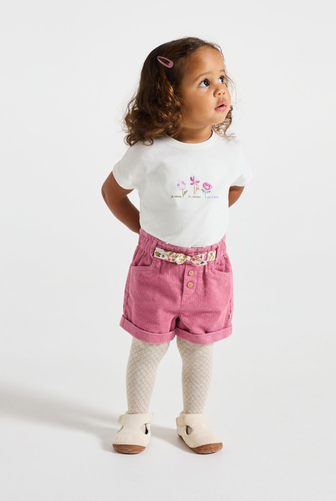 Różowe spodenki welurowe niemowlę dziewczynka 1