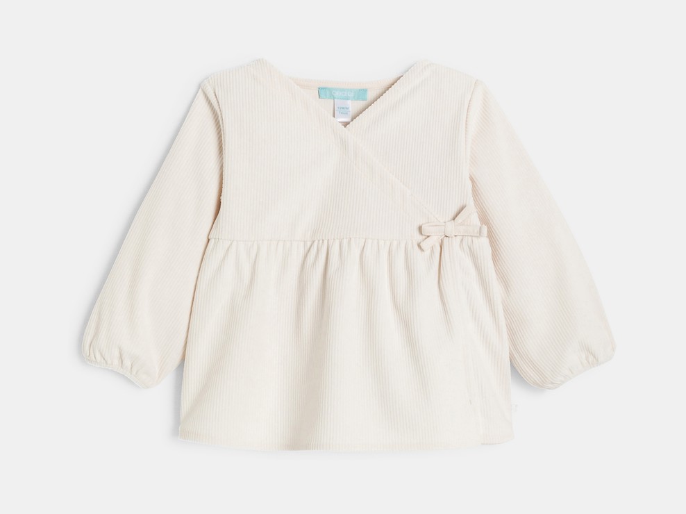 Ensemble beige en velours bébé fille 2