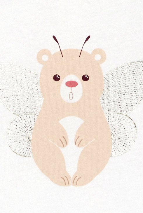 Weißes Baby-Langarm-T-Shirt mit Tieremotiv für kleine Mädchen 2