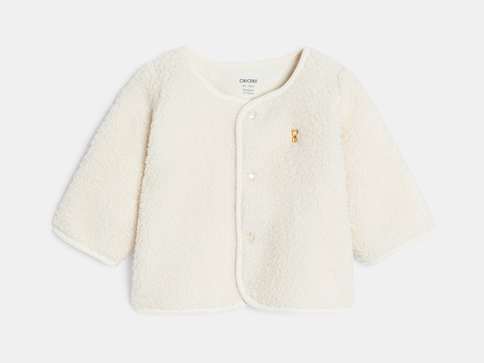 Cárdigan sherpa, pantalón terciopelo y bodi amarillo bebé recién nacido niño 2
