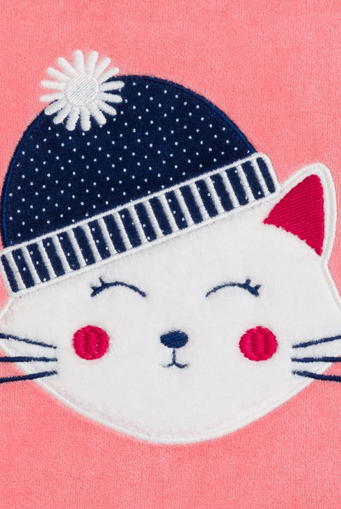 Pijama de terciopelo 2 piezas motivo gato rosa niña 2