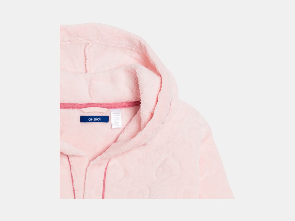 Bademantel Kapuze Fleecemull rosa Mädchen 2