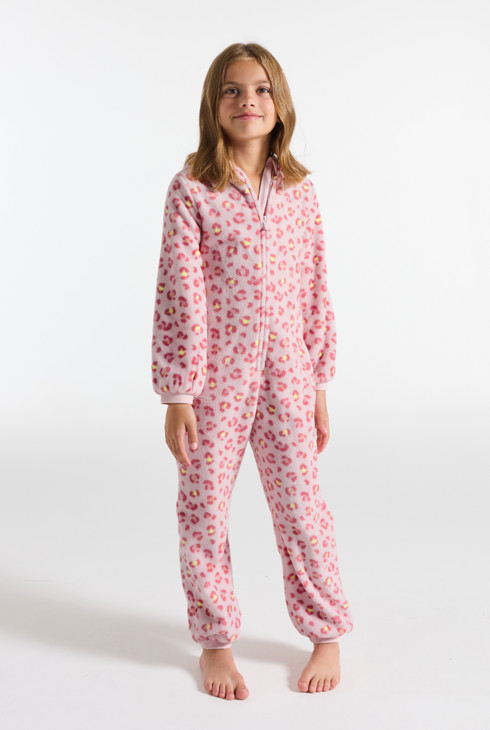 Mono rosa con motivo leopardo niña 1