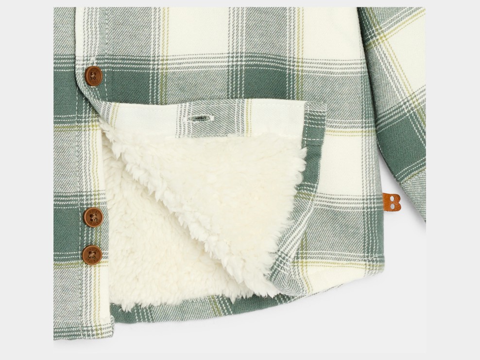 Sobrecamisa forrada sherpa cuadros verde bebé niño 2