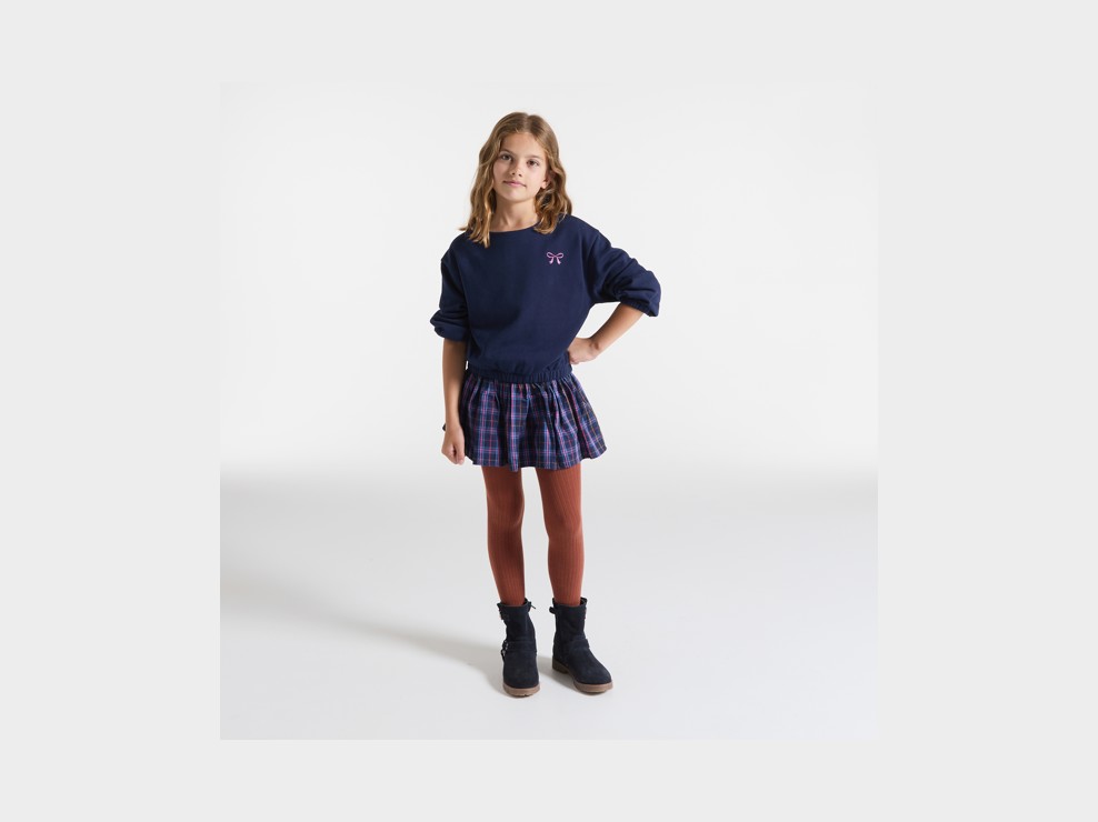 Vestido azul a cuadros niña 1