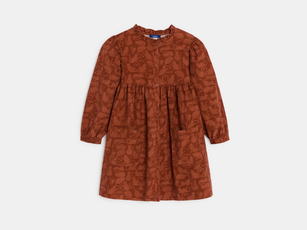 Kleid Katzenprint braun Mädchen 2