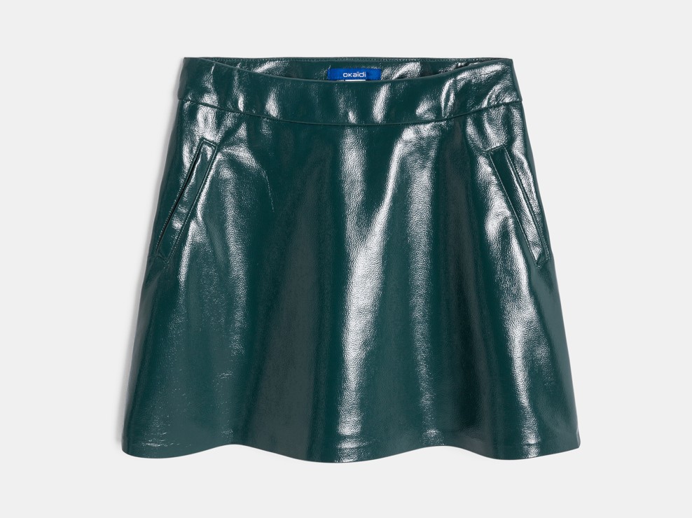 Jupe verte en simili cuir Fille 2