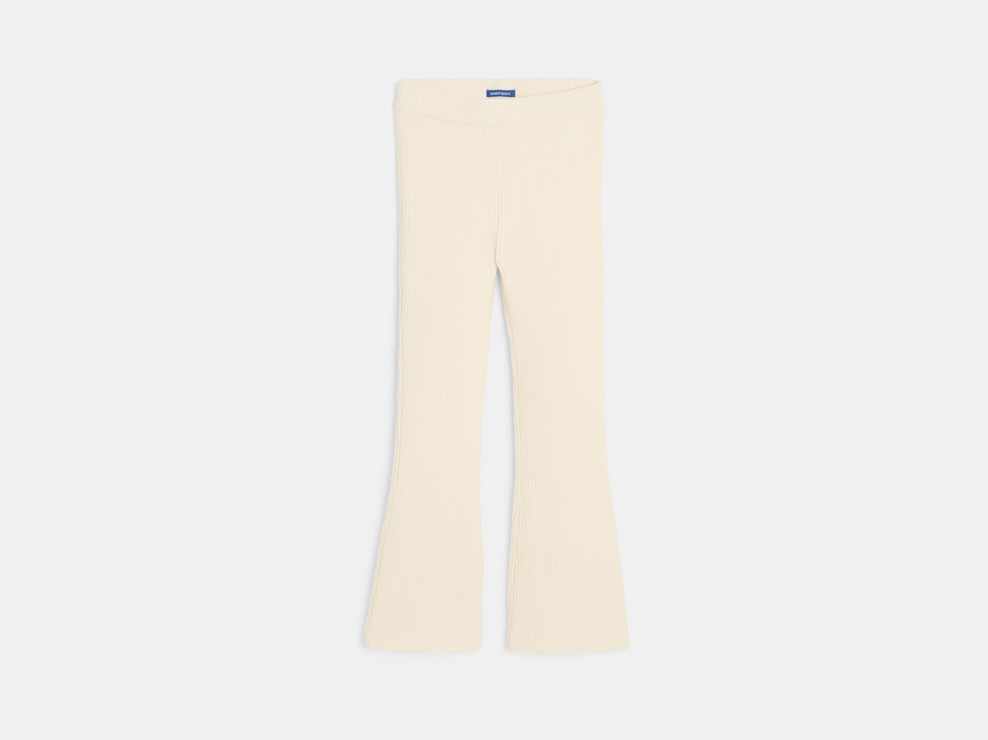 Gerippte Bootcut-Leggings in Off-White für Mädchen 1