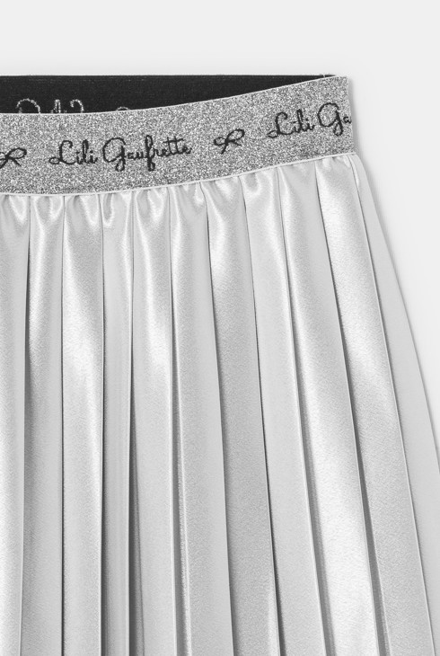 Połyskująca plisowana szara spódnica dla dziewczynki Lili Gaufrette 2