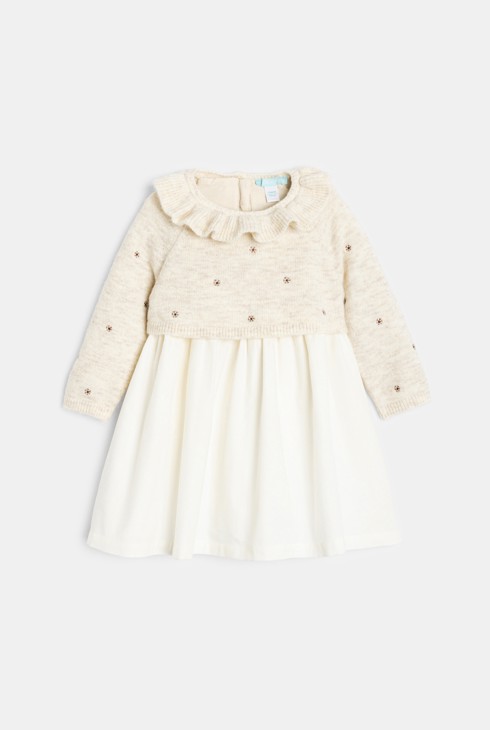 Vestido beige de manga larga bebé niña 1