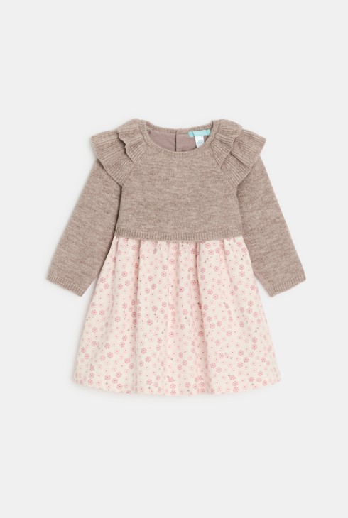 Vestido beige estampado floral bebé niña 1