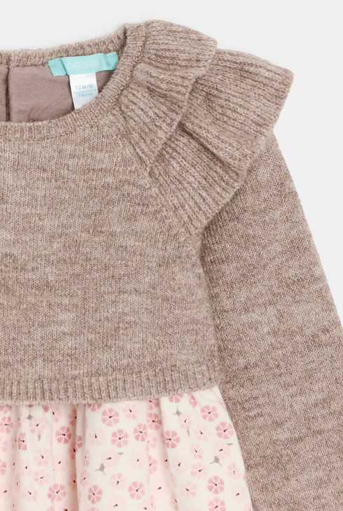 Vestido beige estampado floral bebé niña 2