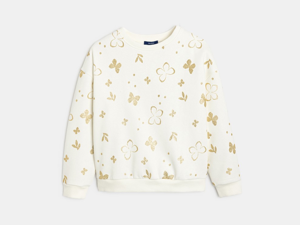 Sudadera blanca estampada mariposa niña 1