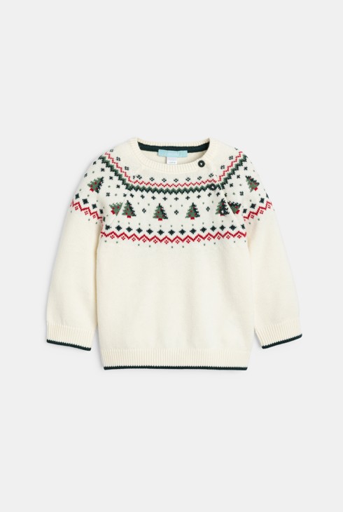 Pullover Jacquard weiß Kleinkind Junge 1