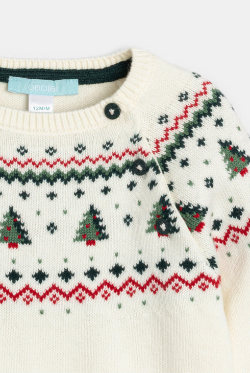 Pullover Jacquard weiß Kleinkind Junge 2