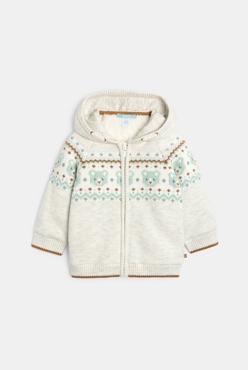 Strickjacke Reißverschluss Kapuze beige Kleinkind Junge 1
