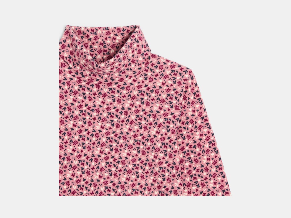 Langarm-T-Shirt in Mauve mit Rollkragen und Print für Mädchen 2