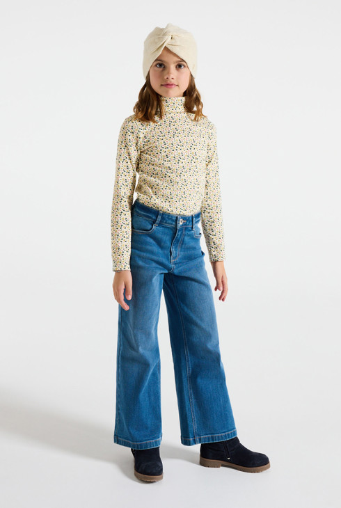 Grünes Langarm-T-Shirt mit Rollkragen und Print für Mädchen 1