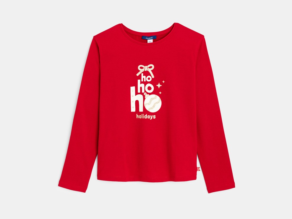 Rotes T-Shirt mit festlichem Motiv für Mädchen 1