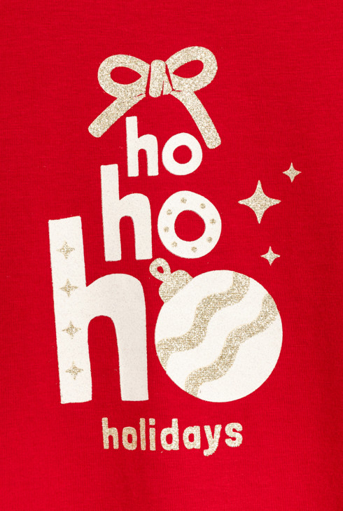 Camiseta roja con motivo navideño niña 2