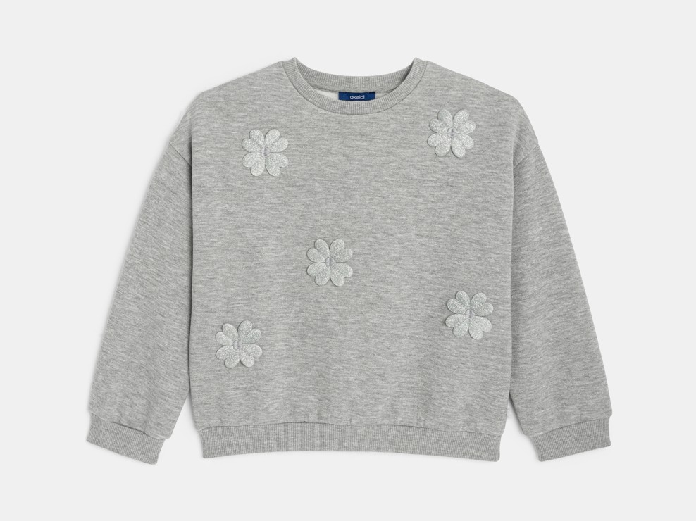 Sweatshirt geblümt grau Mädchen 1
