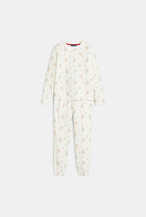 Conjunto de pijama blanco con motivo festivo niña 1