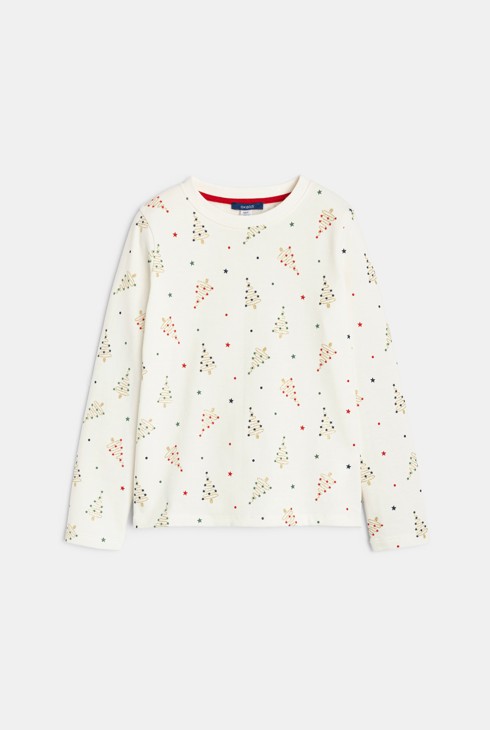 Conjunto de pijama blanco con motivo festivo niña 2