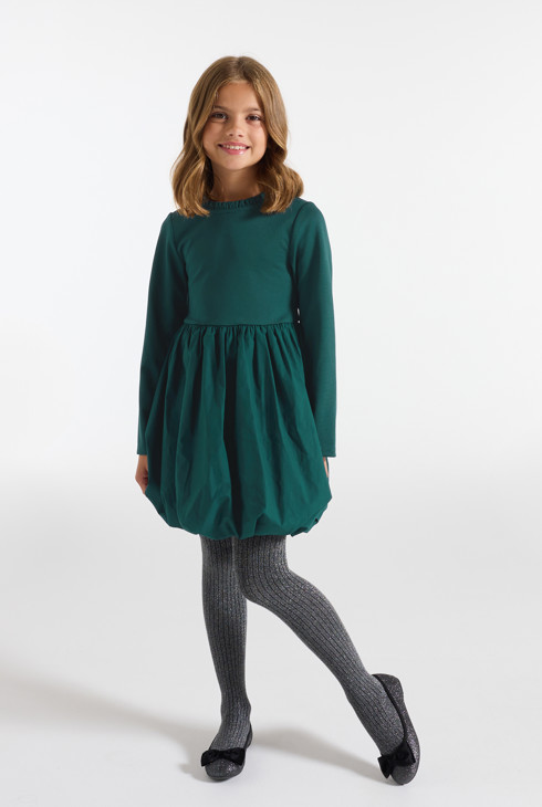 Vestido de manga larga verde niña 1