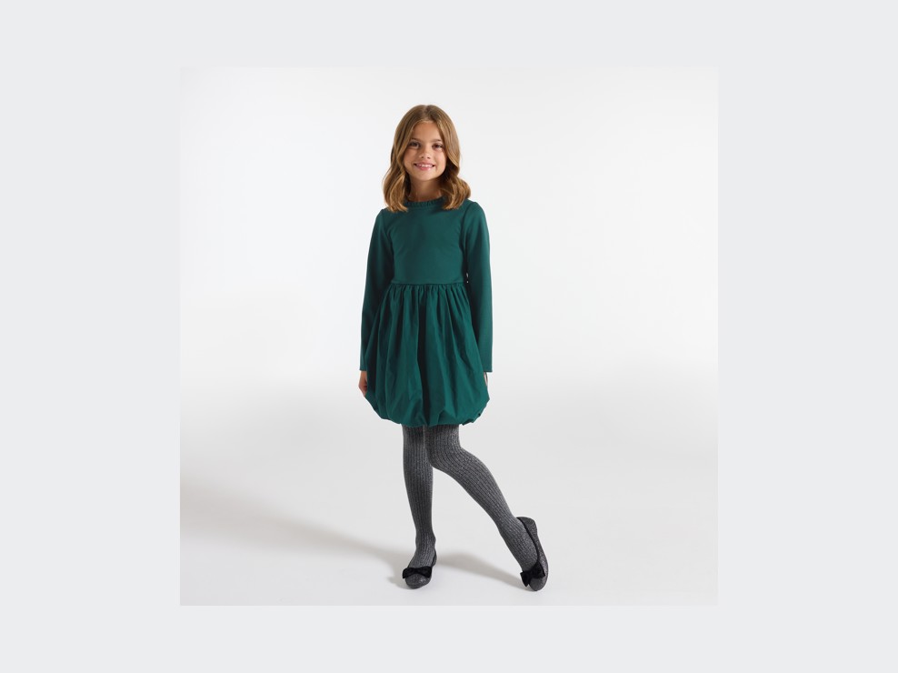 Vestido de manga larga verde niña 1