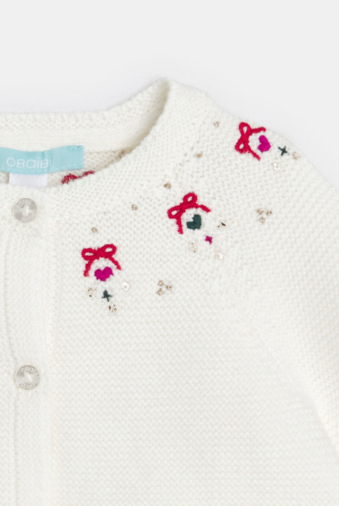 Bolero-Strickjacke weiß Kleinkind Mädchen 2