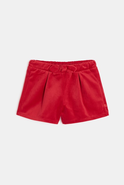 Short con pliegues terciopelo rojo bebé niña 1