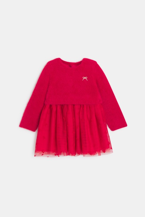 Kleid rot lange Ärmel Kleinkind Mädchen 2