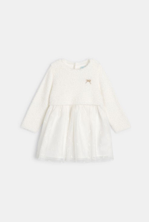 Vestido blanco de manga larga bebé niña 1