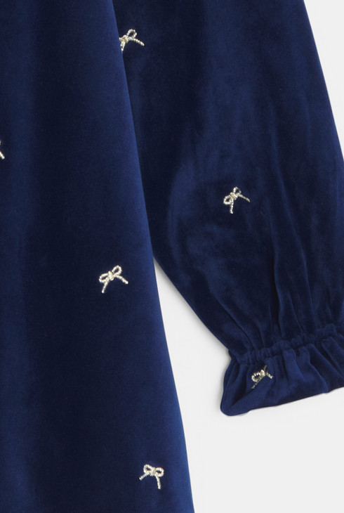 Vestido de terciopelo azul marino niña 2
