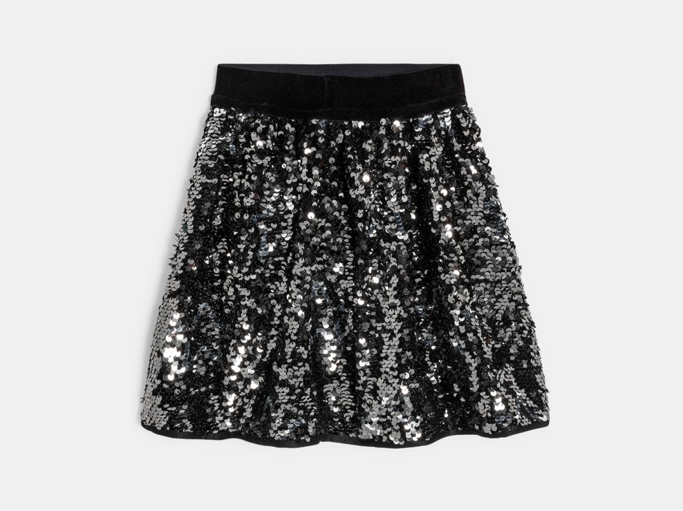 Rock mit Pailletten silberfarben Mädchen 1