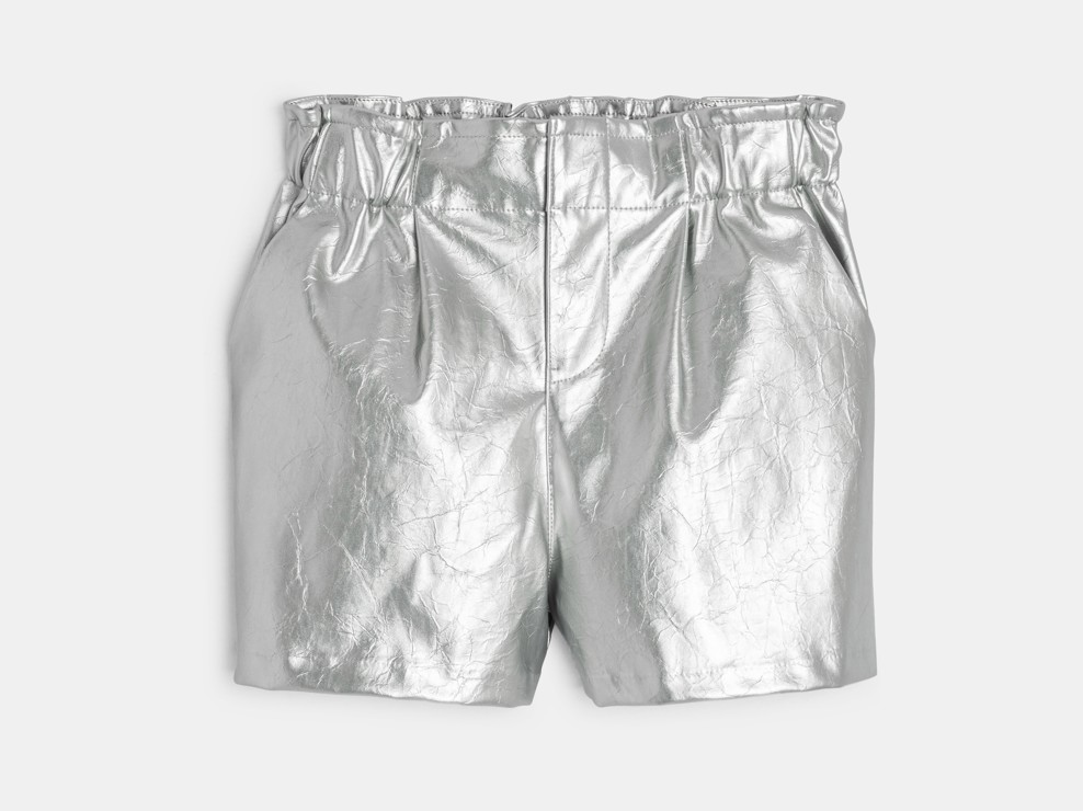 Short de talle alto plateado niña 1