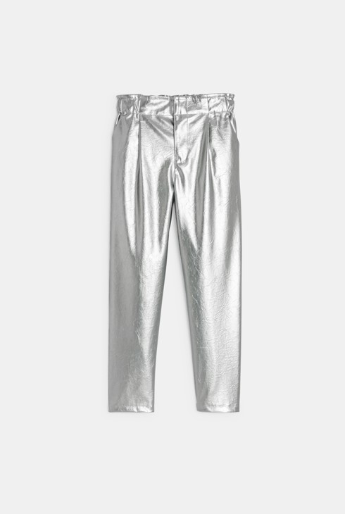 Pantalón de talle alto plateado niña 1