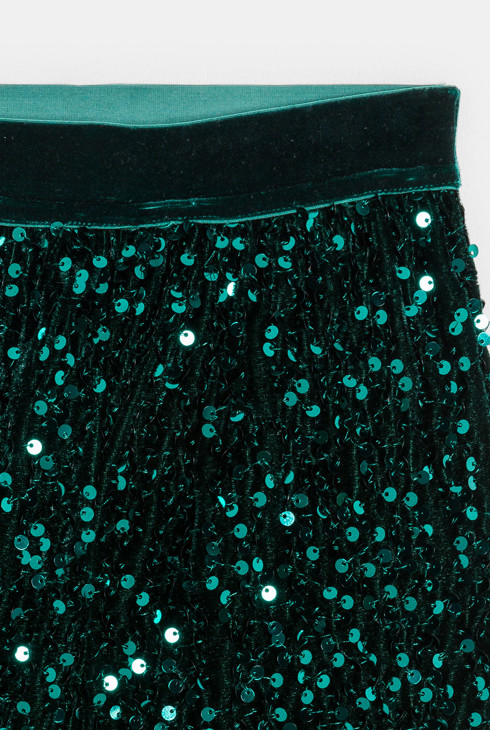Pantalón verde de lentejuelas niña 2