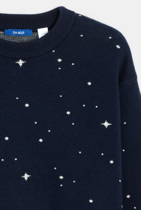 Granatowy sweter w gwiazdki dla chłopca 2